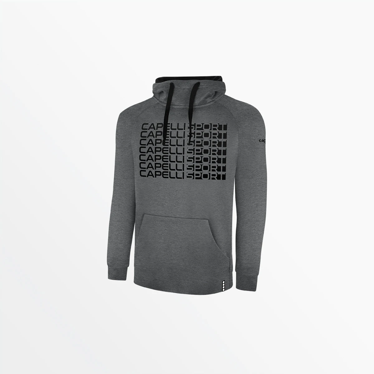 AGA-3485DARKHEATHERGREYBLACK.jpg Capellisport.com MEN'S LIFESTYLE THERMA FLEECE PULLOVER HOODIE W/ FRONT REPEATING LOGO