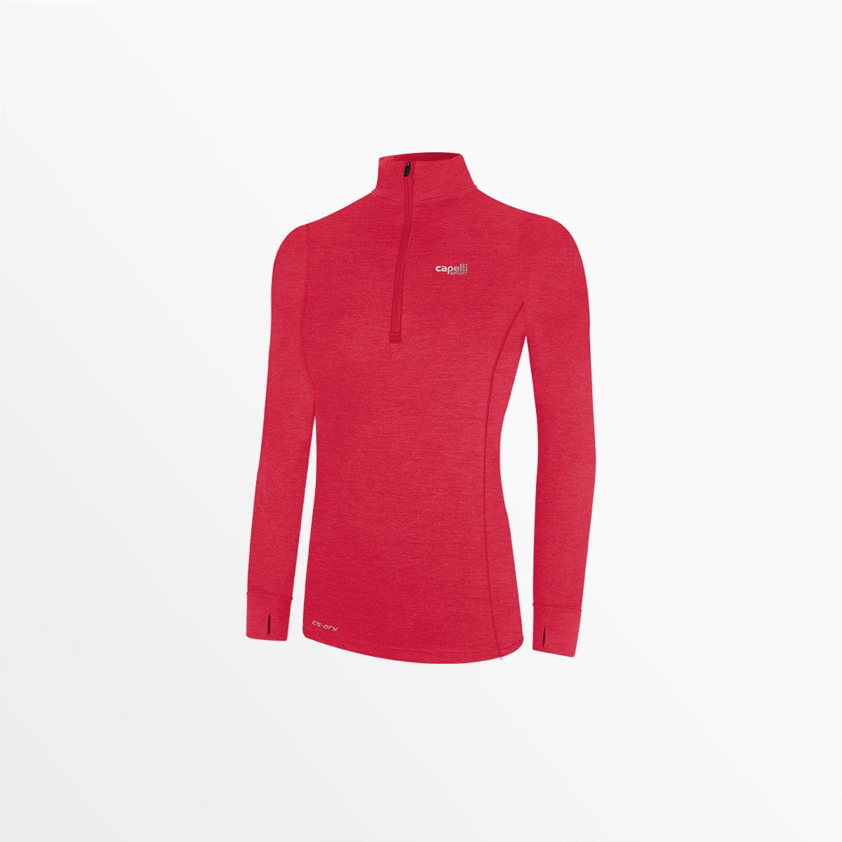 AGA-3555LFSHEATHERRED.jpg Capellisport.com WOMEN'S LIFESTYLE 1/4 ZIP RUNNING TOP TOPS