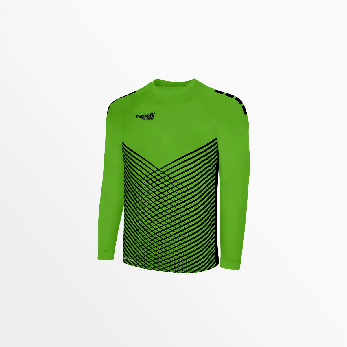 AGA-3628POWERGREENBLACK.jpg CapelliSport MEN'S MADISON STATIC LONG SLEEVE GOALKEEPER JERSEY WITH PADDING TOPS