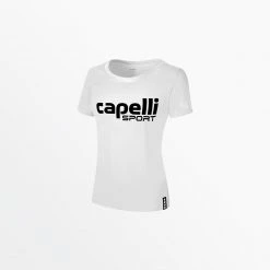 Capellisport.com WOMEN'S LIFESTYLE SCOOP NECK TEE W/ OVERSIZED CENTER LOGO