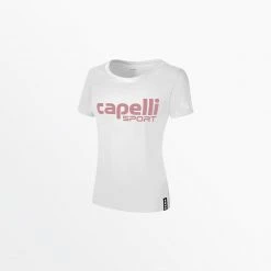 Capellisport.com WOMEN'S LIFESTYLE SCOOP NECK TEE W/ OVERSIZED CENTER LOGO